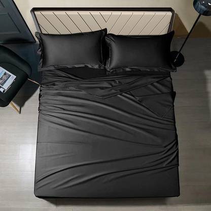 The Sleep Company 300 TC Viscose King Solid Fitted (Elastic) Bedsheet