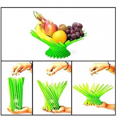 YOUR LITTLE WISH Plastic Vegetable Bowl MULTI-PURPOSE TWISTED FOLDABLE FRUIT-VEG NET BOWL