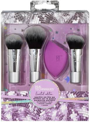 Real Techniques Sparkle On-The-Go Makeup Brush Gift Set with Beauty Blender Sponge