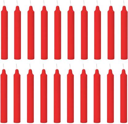 Parkash Candles Chime Candles Set of 20 | Ritual Spell Candle | Unscented (Red) Candle