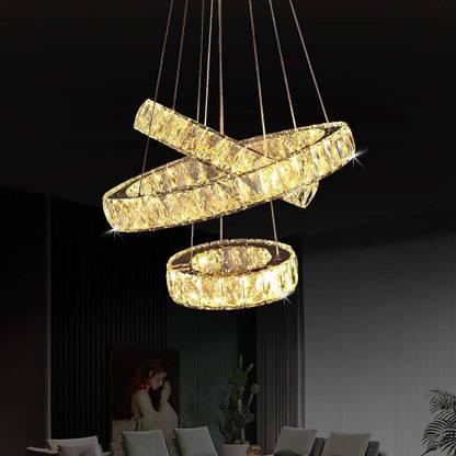 D4P Modern Crystal Chandelier Lighting Ceiling Dining Room Living Room Chandeliers Contemporary LED Light Fixtures Hanging Ring Foyer Bedroom Pendant Lights,Warm White (ThreeRing: 10'',14'',18'', Warm White) Chandelier Ceiling Lamp