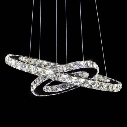 D4P Modern Crystal Chandelier Lighting Ceiling Dining Room Living Room Chandeliers Contemporary LED Light Fixtures Hanging Ring Foyer Bedroom Pendant Lights,Warm White (14inch 18 inch Ring, Warm White) Chandelier Ceiling Lamp