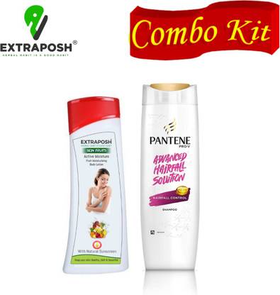 Extraposh Mix Fruit Body Lotion + Pantene Advanced Hair Fall Solution Anti Hair Fall Shampoo, 180 ml