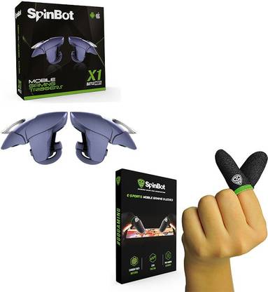 स्पिनबॉट Combo Of BattleMods X1Blue Gaming Trigger & Finger Sleeves For BGMI,COD,Free Fire,PUBG कॉम्बो सेट