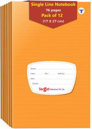 Target Publications Single Line Notebooks | Writing Copy| 76 Pages | Soft Cover |17x27 cm | 12 Books Regular Note Book Single Ruled Pages 912 Pages