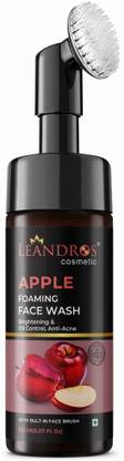 leandros Brightening Apple Cider Vinegar Foaming  with Built-In Face Brush Help for purify pores and control Blackheads - 150 ml(for Women and Men) Face Wash