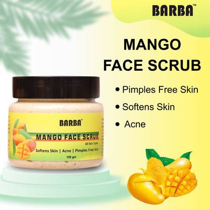 बर्बा Mango Face Scrub For Softens,Acne & Pimples Free Skin स्क्रब