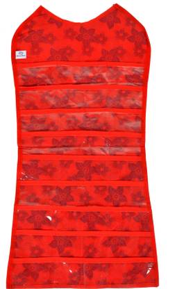 Heart Home Non Woven Hanging Saree Cover, Wardrobe Organizer, Closet Organizer, Saree & Garments Protector Cover With 1 Zipper Compartment on Back Side- Pack of 18 (Orange)-HS_38_HEARTH21487 Jewellery Organizer
