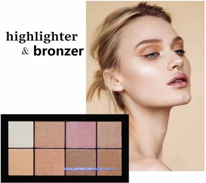 ADJD Perfect 8 COLOR SHIMMERY OR PRESSED HIGHLIGHTER & BORNZER PALETTE Highlighter (MULTI-COLOR) Highlighter