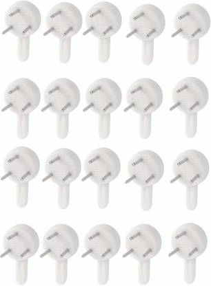 HFX 25pcs Hard Plastic 3-Pin Seamless Nail Photo Frame Wall Picture Frame Hooks Hangers - (White) Hook 1