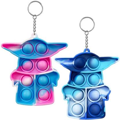 WHITE POPCORN Mini Stress Relief Hand Toys Keychain Toy Push Pop Bubble Wrap Pop Anxiety Stress Reliever Office Desk Toy for Kids Adults Key Chain