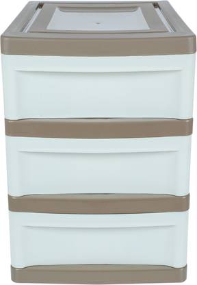 Randal A4 Size 3 Layer Standard Plastic Drawer System Organizer Rack For Home .Kitchen ,Office , Study Room ( White ) Plastic Free Standing Chest of Drawers