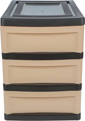 Randal A4 Size 3 Layer Standard Plastic Drawer System Organizer Rack For Home .Kitchen ,Office , Study Room ( Biskit ) Plastic Free Standing Chest of Drawers