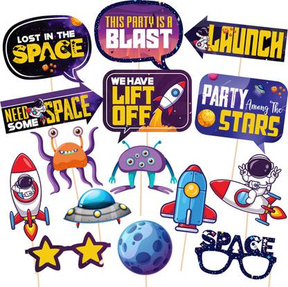 ZYOZI Space Photo Booth Props, 15pcs Space Photo Props for Space Party Decorations, Alien Photo Props, Rocket Photo Booth Props, for Astronaut Party, Solar System Party, Planet Party Photo Booth Board Photo Booth Board