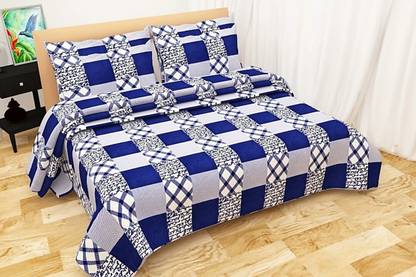 Anticca 120 TC Polycotton Double Geometric Flat Bedsheet