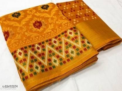 Floral Print Patola Cotton Blend Saree