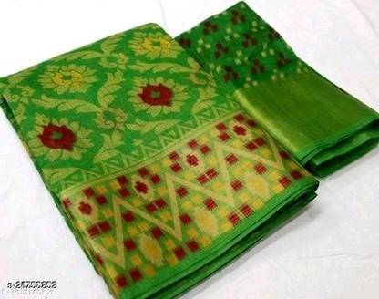 Floral Print Patola Cotton Blend Saree