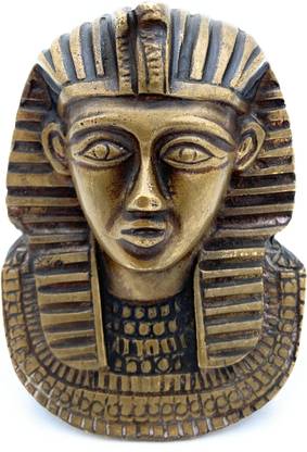 Bhunes Brass Antique Ancient Egyptian Kings Face| Egyptian Home Décor | Egyptian Face | King Face| Brass Egyptian Kings Head | Brass Decoratives Decorative Showpiece  -  13 cm