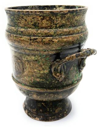 Bhunes Antique - Brass Antique Flower Vase | Brass Vases | Flower | Brass | Phooladaan | Vas | Vaz | Brass Vases For Home | Beautiful Vase | Brass Vase Decorative Showpiece  -  17 cm