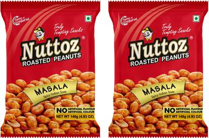 Nuttoz Roasted Peanuts - Masala 140g (Pack of 2)