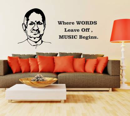 WALLSTICK 45 cm Isai Gnani Ilaya raja and Music Quote wallsticker Self Adhesive Sticker
