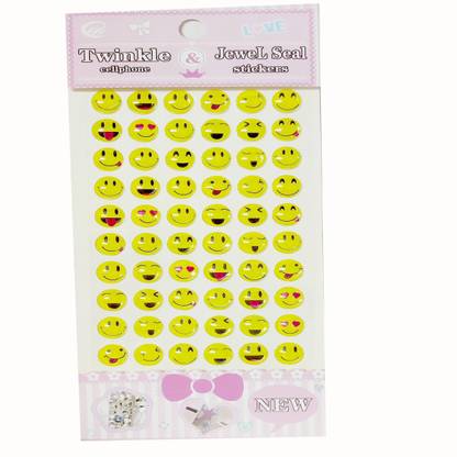 Shoppernation 2 cm Fancy Smiley Design Mobile Sticker Emoji Stickers (Small Size) (60 Stickers) Self Adhesive Sticker