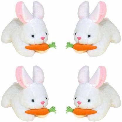 Wazood Soft Toy Rabbit with Carrot for Kids/Girls/Boys/1-8 yr Old Girl - Cute Mini Rabbit Soft Toy Small in White Color for Babies/Newborn/Infants - Soft Bunny Rabbit Toy for Gifts  - 4 cm
