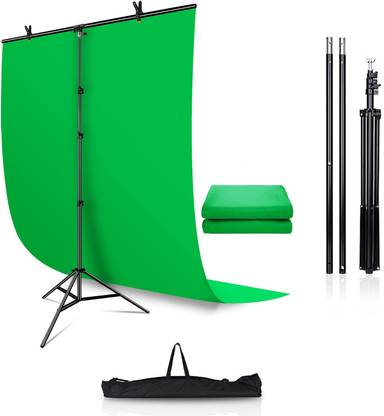 AJLIFE 8X12 Green Screen Backdrop with Stand, Portable Green Screen Background Backdrop Kit with 6X9ft Adjustable T-Shape Background Support Kit with 1 PSc Carry Bag for YouTube Videos. (Green) Tripod