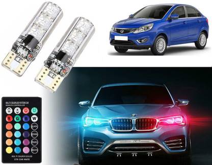 Selifaur Multicolor T10 LED Light | Car Interior Fancy Light | 2Pcs Car LED Parking Bulb with IR Remote Controler Zest Parking Light Car LED for Tata (12 V, 3 W)