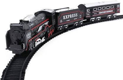 AP INT Black Train 19 Piece Train Set with Fun, Interactive, Ready to Play Holiday Model Battery Operated Engine 19 Pieces Train Set