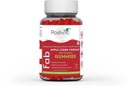 POSHVIC FAB Apple Cider Vinegar Gummy Vitamin B9, B12, Beetroot