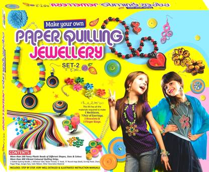 Gift Collection Make Your Own Paper Quilling Jewellery with more than 100 fancy plastic beads of different shapes and sizes and colour.