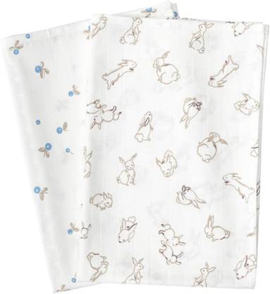 IKEA Muslin square, rabbits/blueberries pattern/white70x70 cm BED BLANKET Muslin square, rabbits/blueberries pattern/white70x70 cm