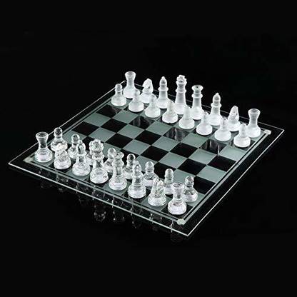 ROKAD Glass Chess Set Featuring Frosted and Clear Glass 10 Inch Party & Fun Board Game
