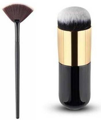 sunisa Foundation Brush Professional Wooden Makeup Brush & Fan Brush For Face Makeup Highlighter
