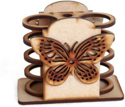 Valashiv 2 Compartments wooden Cute BUTTERFLY Design Wooden Pen Stand-248 Wooden Desk Organizer, Pen Stand/Pencil Stand, Stationery Stand for Office and Students use Pencil Pen Holder