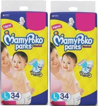 MamyPoko Standard Baby Diaper Pants, Large Ambz (9 - 14 kg) 68 Count - L