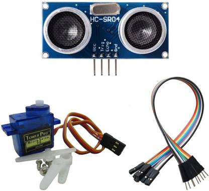 Vayuyaan HC-SR04 Ultrasonic Range Finder Module with SG90 Servo Motor and 10 pcs Male-Female jumper wire Electronic Components Electronic Hobby Kit