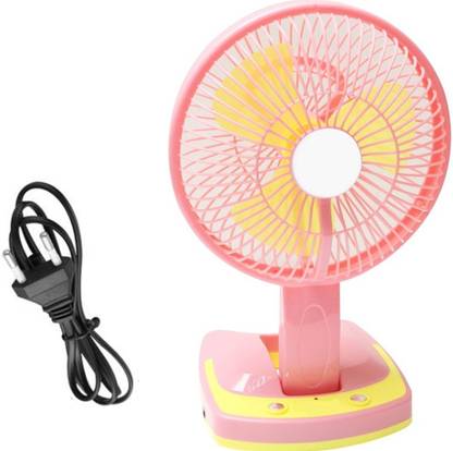 JY SUPER Mini Portable Cordless Rechargeable Fan 32cm Hight with LED Light, 2 Mode LED Light (Weak/Strong) 2 Mode Fan (Fast/Slow), Rechargeable Fan Runtime : 3hrs with 1 Months Warranty 1200 mm Table Fan