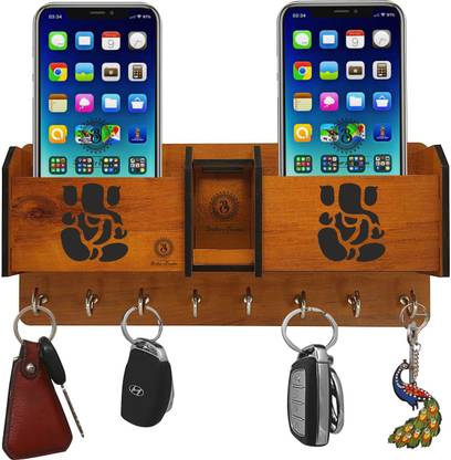 Brothers Creation WT-KeyHolder Wood Key Holder (7 Hooks, Beige) Wood Key Holder