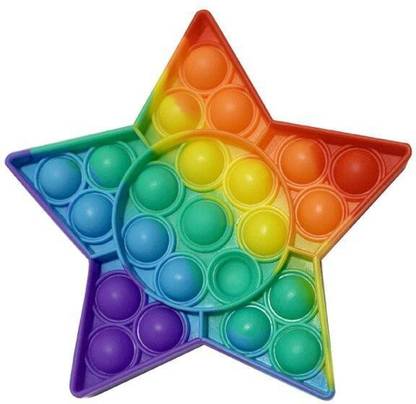 ZALPAL ENTERPRISE Pop It Fidget, Pop Fidget Sensory Toy Set, Push Bubble Popping It Silicone Game Toy Anxiety Stress Reliever Autism Learning Materials Gift for Kids Teens Adults (STAR RAINBOW)