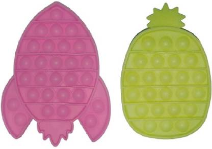 TEMSON Glow In The Dark Pop It Fidget Toy Push Pop Bubble Fidget Sensory Toy for Kids and Adults Fidget Popper Stress Reliever Sensory Fidget Poppers Pop It ( 2 In 1) (RocKet & pineapple)