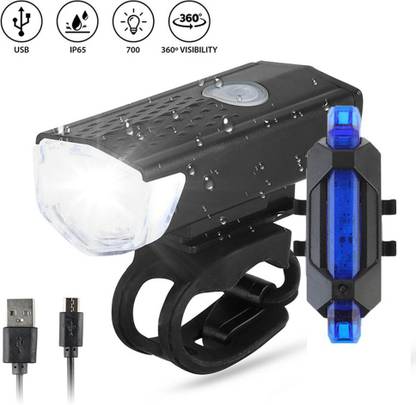FASTPED Bicycle Headlight and Tail Light USB Charging Waterproof Bicycle Light Set (Combo) LED Front Rear Light Combo