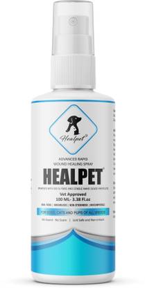 HEALPET Advanced Rapid Wound Healing for all Pets , Dogs, Cats and all types of Breed, 100 ml Silver Nanotechnology Based Formula, Vet Approved. Pet First Aid Kit