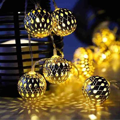 Smuf 16 LEDs 4.89 m Gold Steady, Flickering Ball Rice Lights