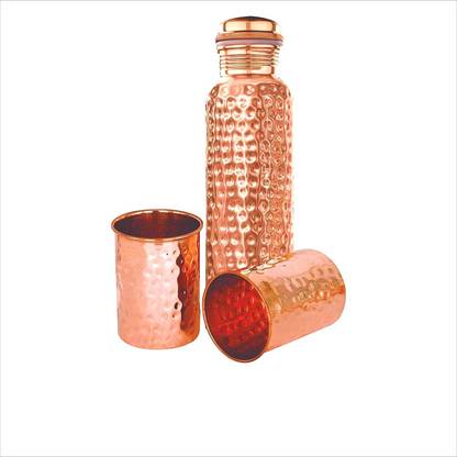 Mintage imperial 3 pieces gift set of 2 pcs copper glass(350 ml),1 pc copper bottle(1000ml) Glass Serving Set