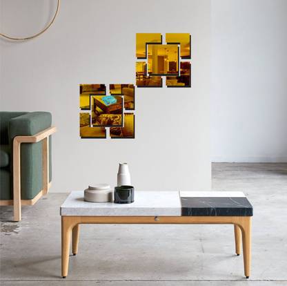 ANSHUL Decor 17.78 cm 2 Attractive Golden-365 Self Adhesive Sticker