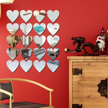 BEST DECOR 17.78 cm 20 Heart Silver-392 Self Adhesive Sticker