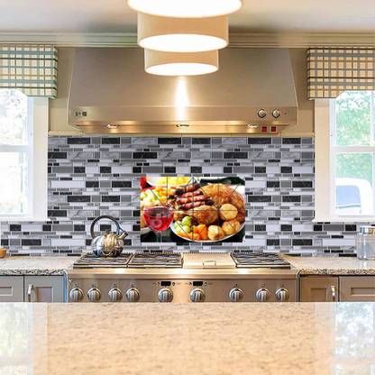 Nirantara Enterprises 80 cm Meet cute breakfast kitchen sticker multicolor full water proof covering area [80x50cm] Self Adhesive Sticker