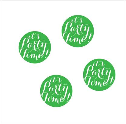 Creatick Studio 5 cm Party Sticker - It's Party Time Party Sticker (Matte Finish Paper, 28 Piece, 2 in) Self Adhesive Sticker